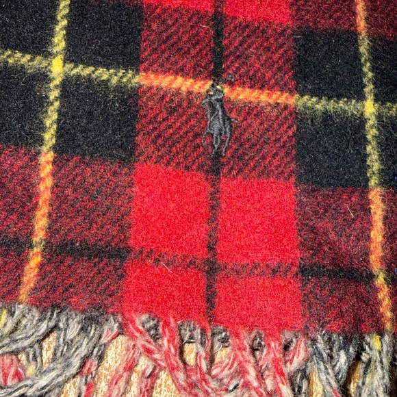 Polo by Ralph Lauren black and red Wool Scarf - Picture 2 of 5
